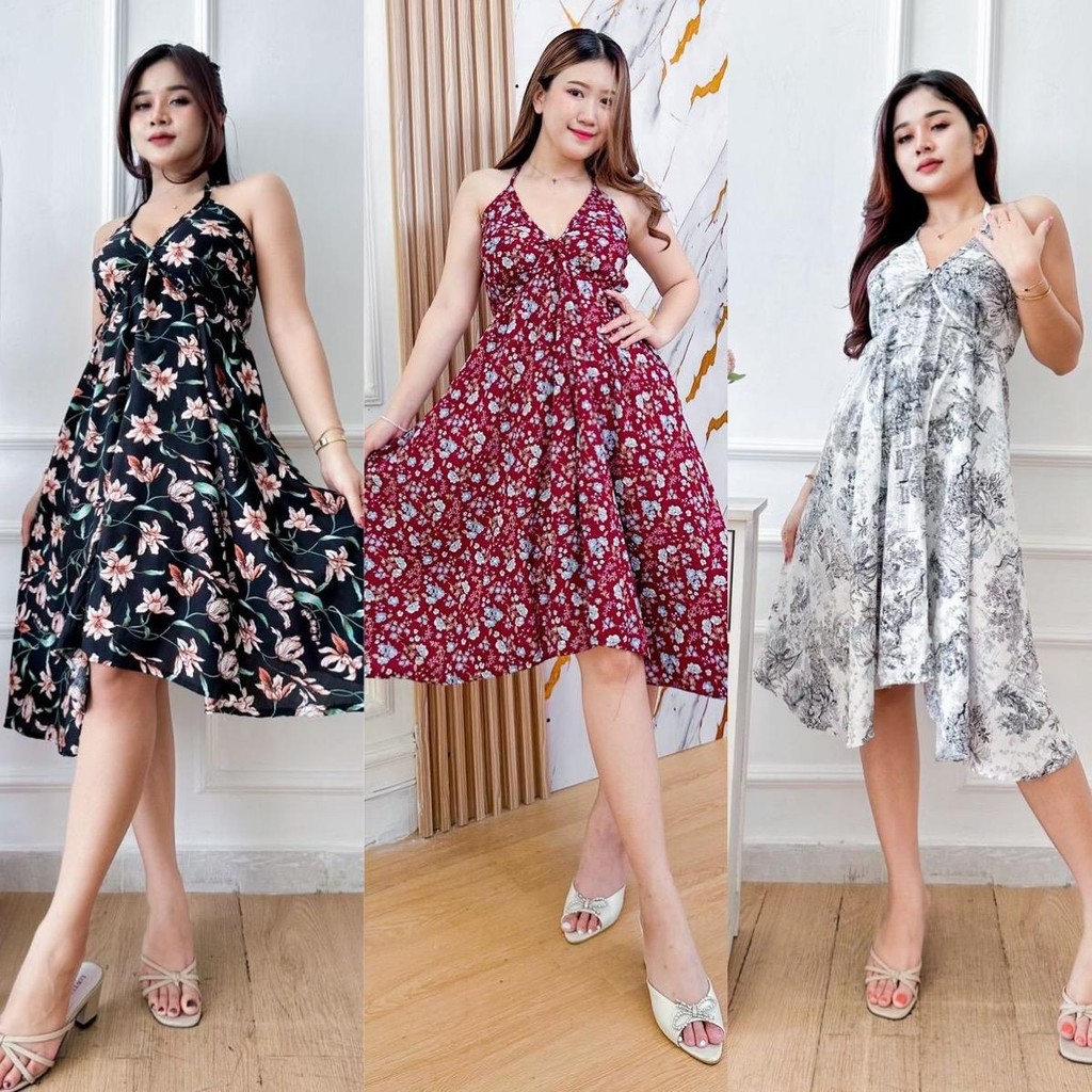 DASTER PUTRI BALI - ELYSA DASTER RAYON BALI Dress Motif Nyaman Panjang Printing Casual Wanita Kain P