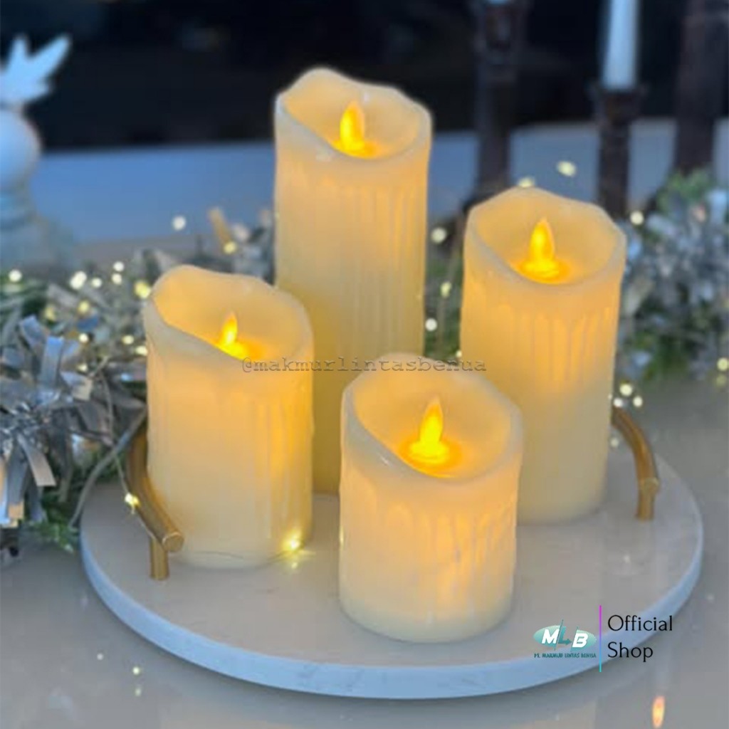 MLB Lampu Lilin LED Melted Api Bergoyang Baterai Panjang 10 / 15 / 17 / 20 cm