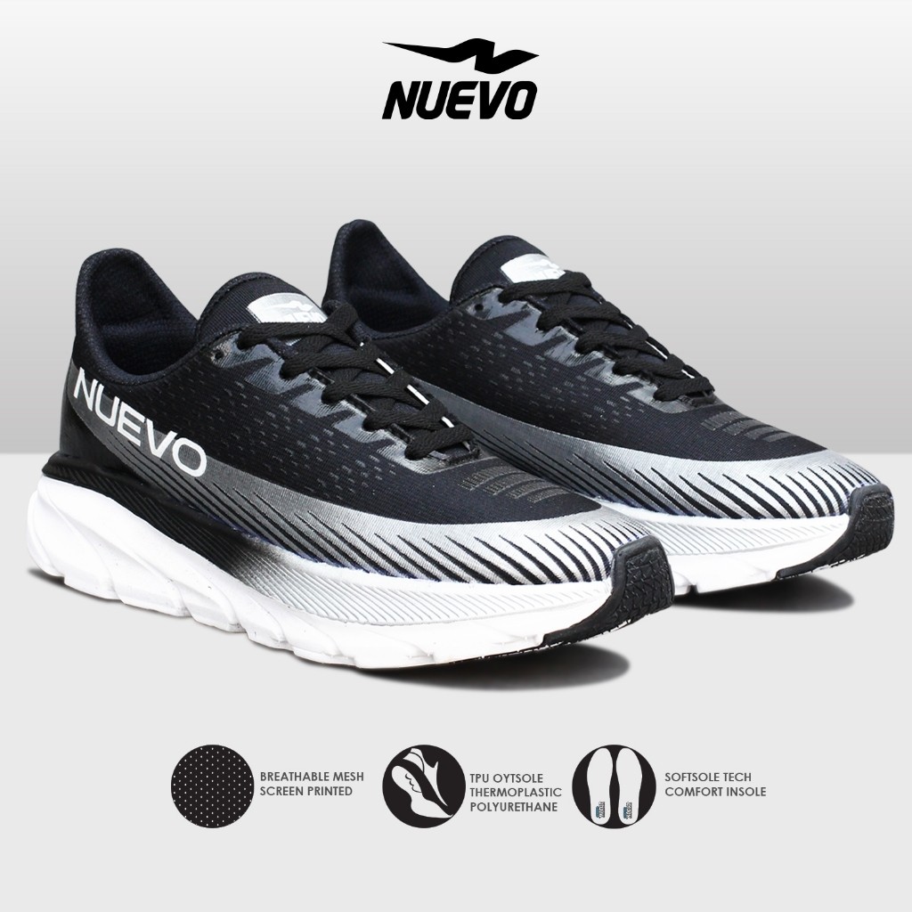 [NEW PRODUCT] NUEVO -  Dexter Hitam Silver Sepatu Pria Sneakers Casual Sepatu Olahraga Cowok Running