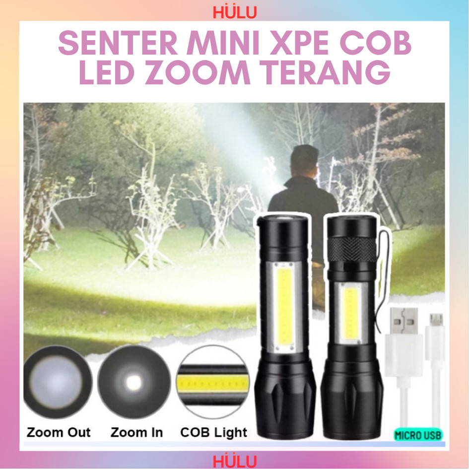 Senter Mini XPE COB LED Zoom Super Terang Swat Police Light Rechargeable Lampu Pencahayaan Mini Untu