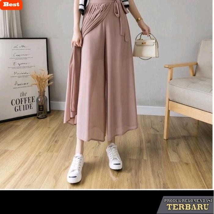 rok wanita kekinian kulot rok terbaru STILE korea Polos Wanita Panjang Casual - S, hitam