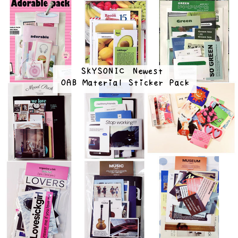 

SKYSONIC OAB Sticker Moodpack Pink Decorative Paper Pack Korean Packaging Paper Material Journal Scrapbooking Decor Supplies Set