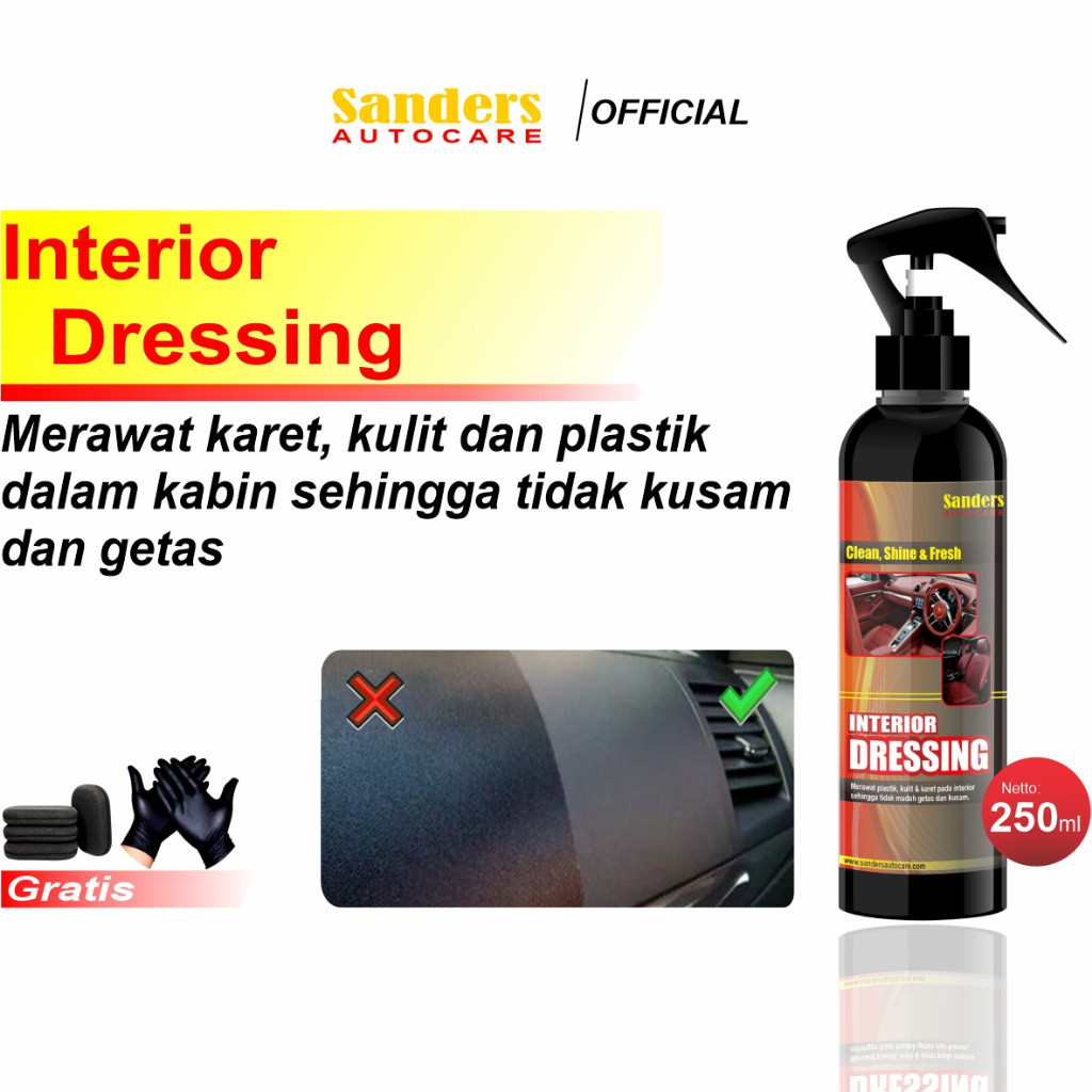 Sanders Interior Dressing Pengkilap Pengkilat Body Motor Mobil Glossy Gloss Semir Ban Pengkilap Peng