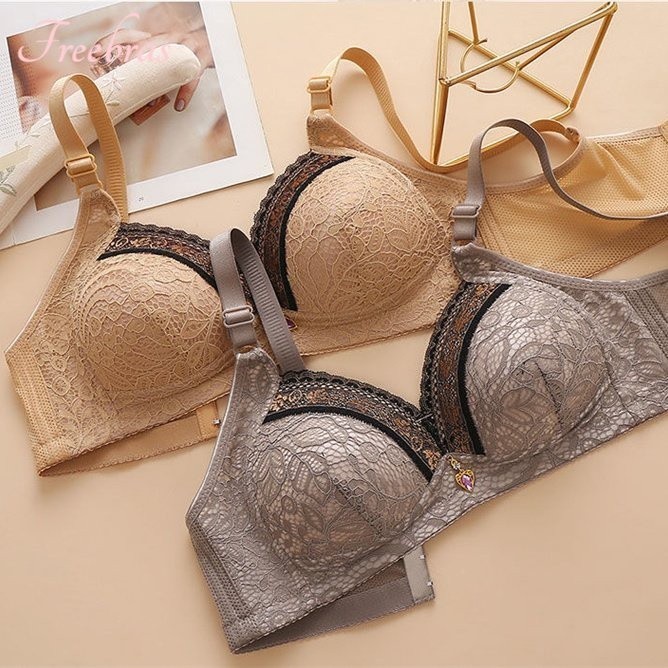 Lembut Bernapas Renda Push Up Bra Seamless Sexy Tanpa Kawat Kancing Pakaian Dalam Wanita Bh Lingerie