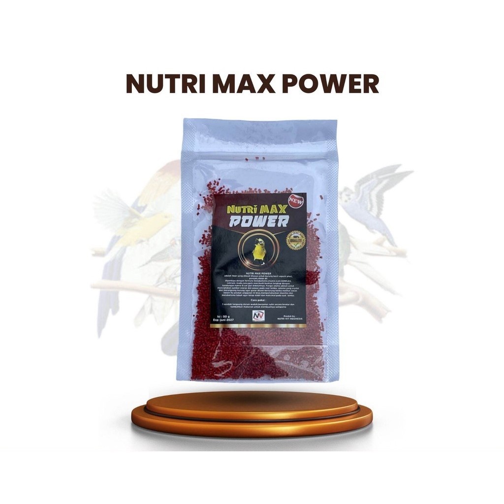 Voer Nutri Max Power 50 gr - Makanan Pakan Burung Pleci Kolibri Suplemen Vitamin Lomba Juara Nutrisi
