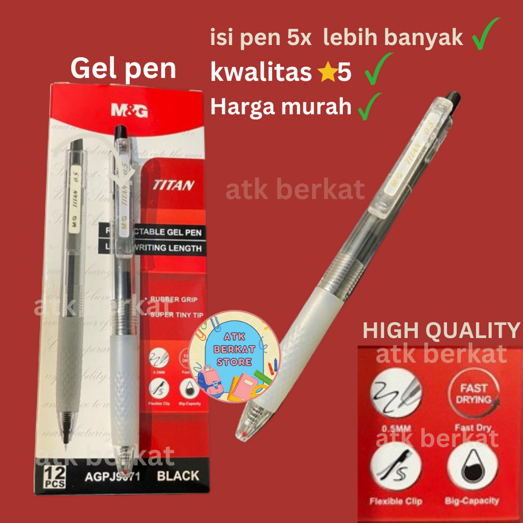 

[1 pcs] pen pena bulpen gel M&G TITAN super