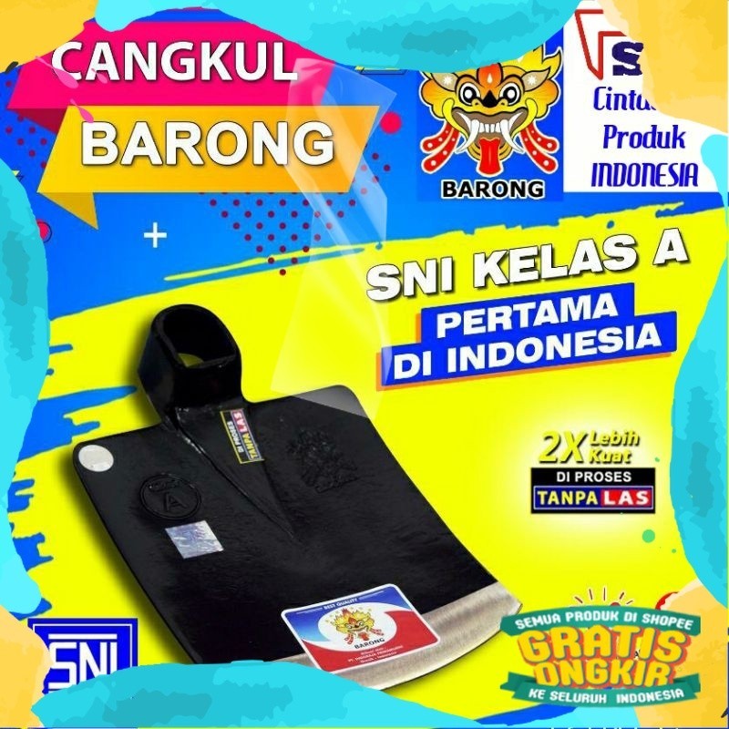 Cangkul BARONG Pacul Baja Kuat Bahan Per Tanpa Las SNI Kelas A Indonesia Setya Global/ putih Rmy Hij