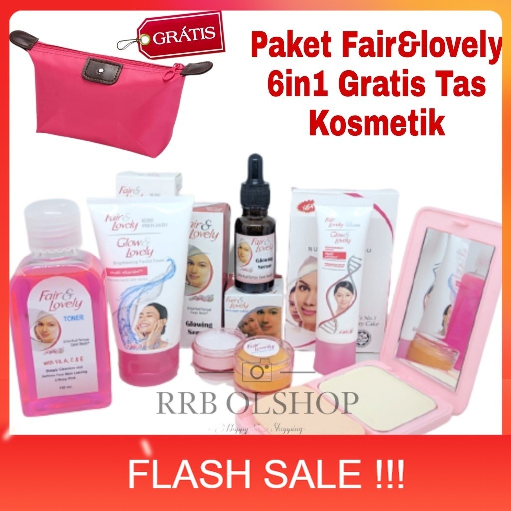 PROMO Fair And Lovely [ GRATIS TAS KOSMETIK ] 1 Paket Lengkap Glowing Asli 6 In 1 Fair And Lovely - 