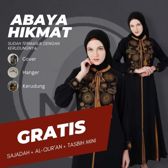 Hikmat Fashion Original Abaya Motif Kuning Bunga Premium Outfit Gamis - M BISA COD