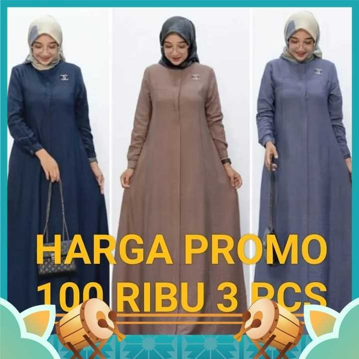 Gamis Dress Lebaran Murah Model Terbaru 2024 / PROMO BAJU GAMIS MARYAM 100 RIBU 3 PCS STOK TERBATAS
