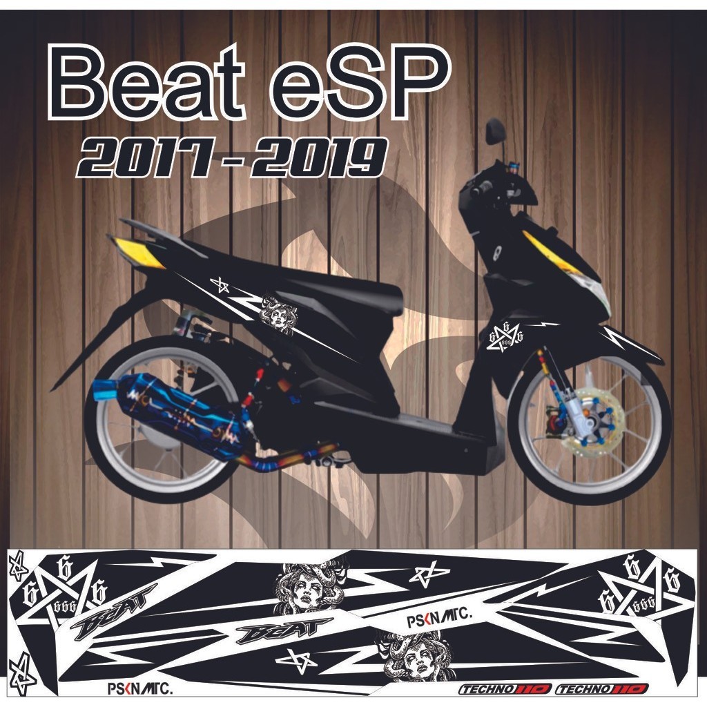 LIST STRIPING STIKER MOTOR BEAT STREET / VARIASI BEAT SPORTI HITAM . BEAT ESP ITEM VARIASI LIS STICK