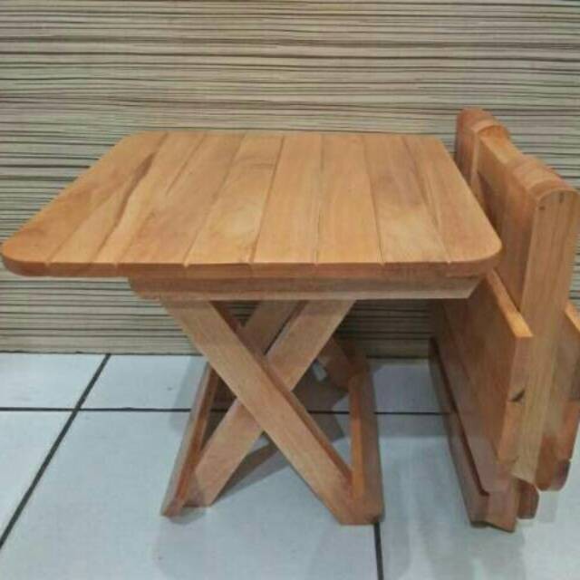 meja lipat kayu portable serbaguna/meja lipat kayu kecil/meja belajar anak 30x30cm