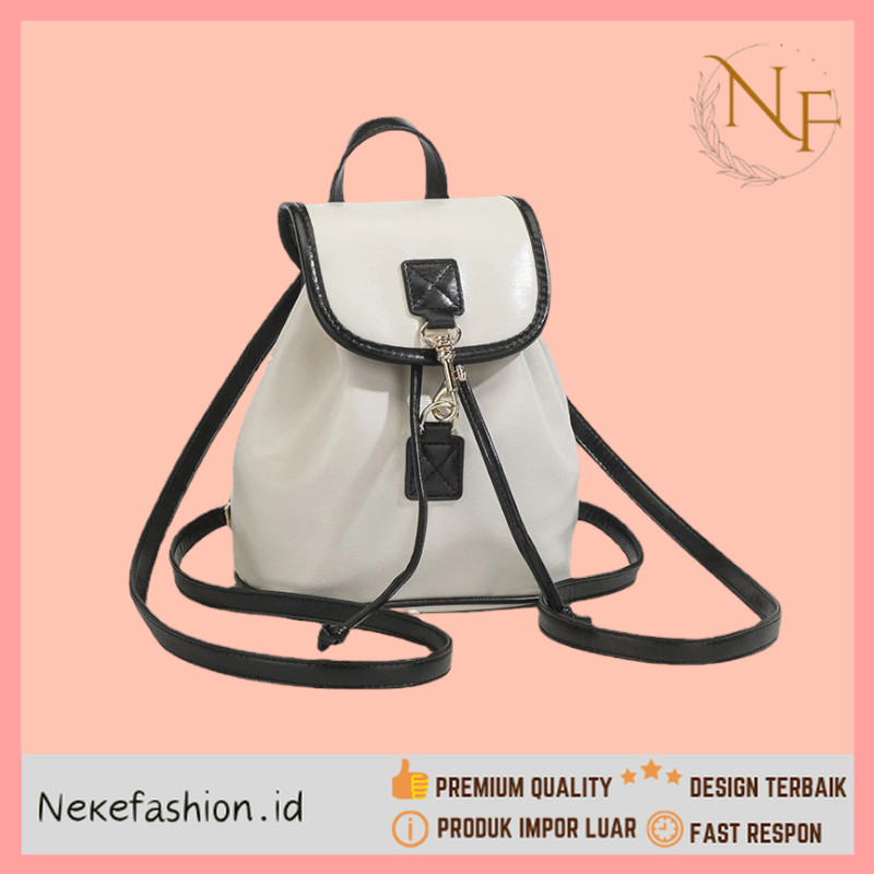 NEKE FASHION Premium Kualitas - Tas Ransel Putih Tas Ransel Wanita Tas Ransel Kulit Tas Ransel Kerja