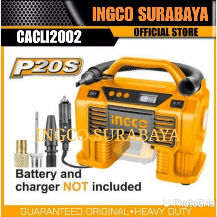 INGCO CACLI2002 POMPA BAN BATERAI KOMPRESOR ANGIN MINI CORDLESS 160PSI