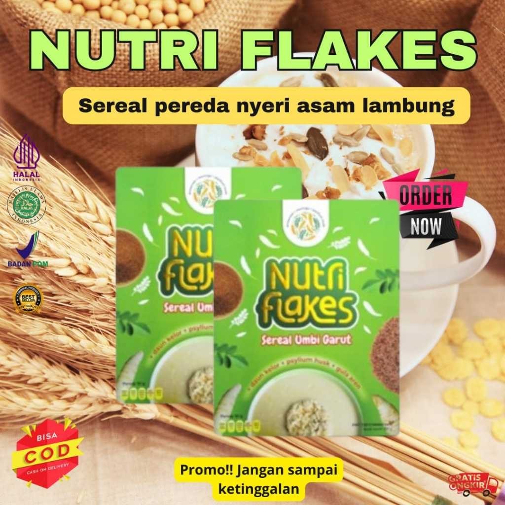 

100% ASLI PROMO 50% Nutriflakes Sereal Umbi Garut Pereda Nyeri Asam Lambung Maag Paling Ampuh Original BPOM