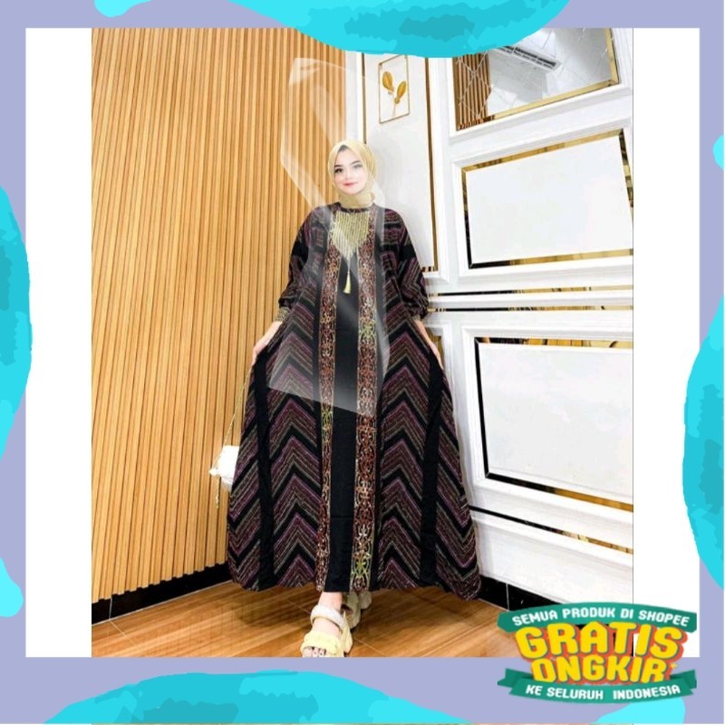 GAMIS JUMBO MOTIF SEGITIGA RAYON RENDA/Gamis motif terbaru/pink fanta