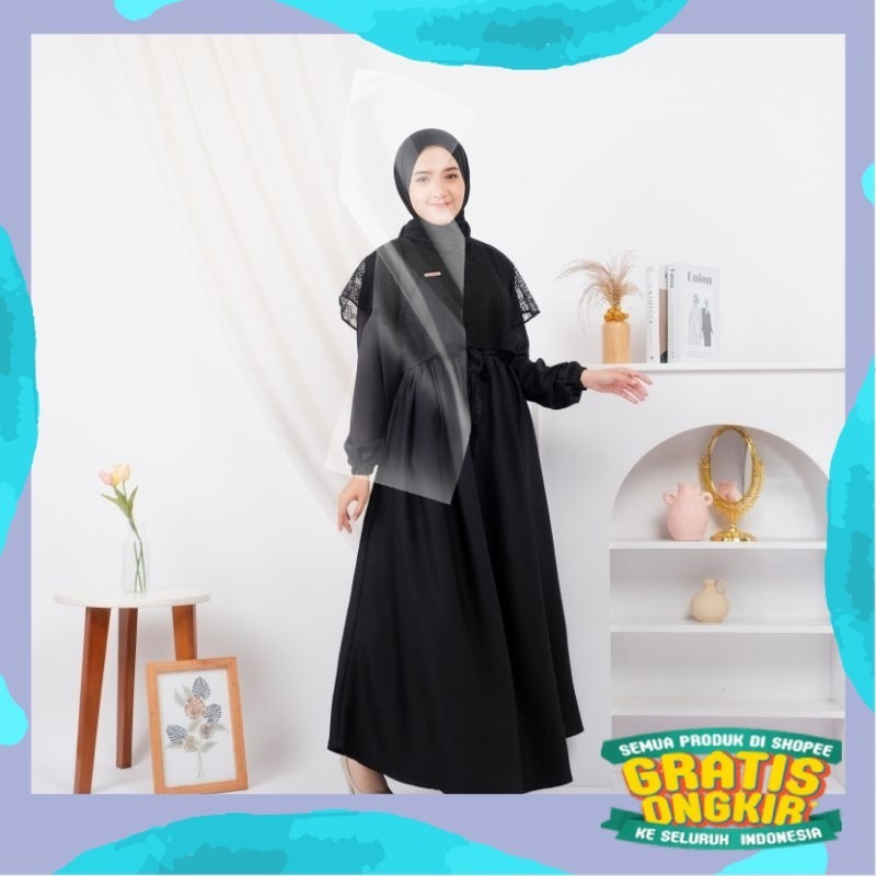Maria Collection Emma Dress Gamis Elegan Kondangan Muslim Mewah Shakila Kombinasi Brokat Cantik Wani