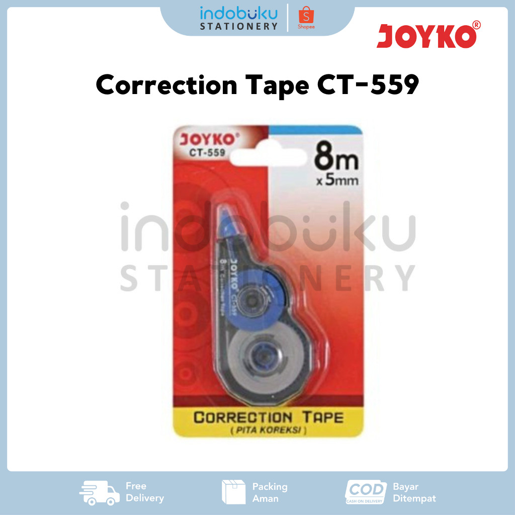 

Correction Tape Tipex Kertas Pita Koreksi Joyko ( 8 meter x 5 mm ) CT-559