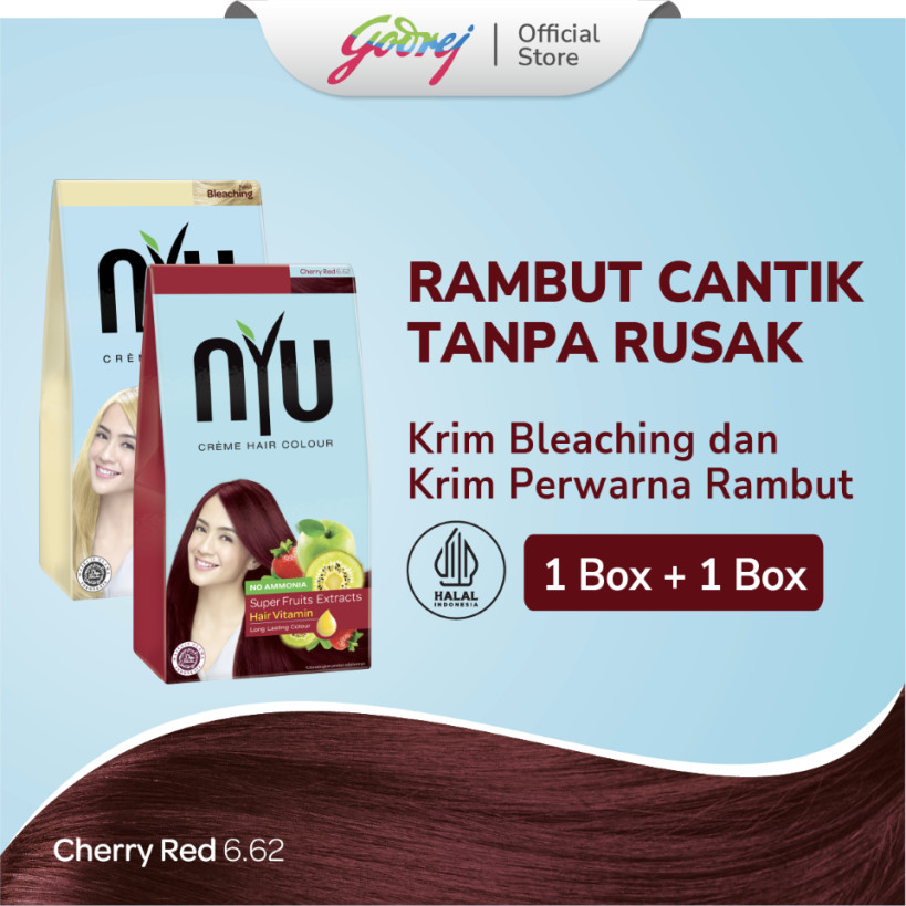 NYU Creme Bleach + Hair Colour Cherry Red - Bleaching dan Pewarna Rambut