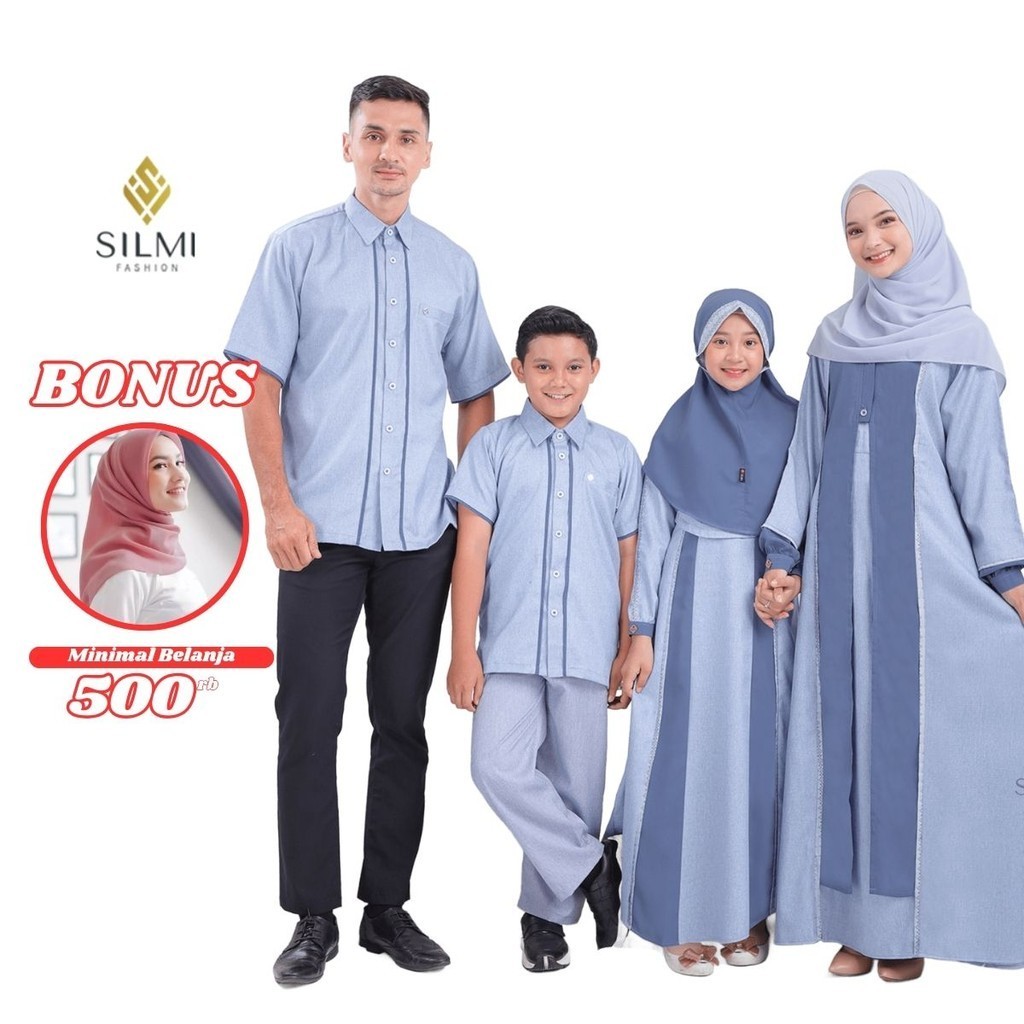 Baju Sarimbit Keluarga Muslim Lebaran 2024 Gamis Couple Kondangan Terbaru Silmi Sabrina Family Shapp