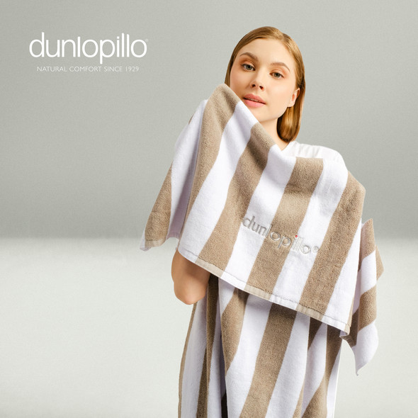 Dunlopillo Big Towel / Handuk Mandi dan Renang Hotel Ukuran Besar Brown Stripe