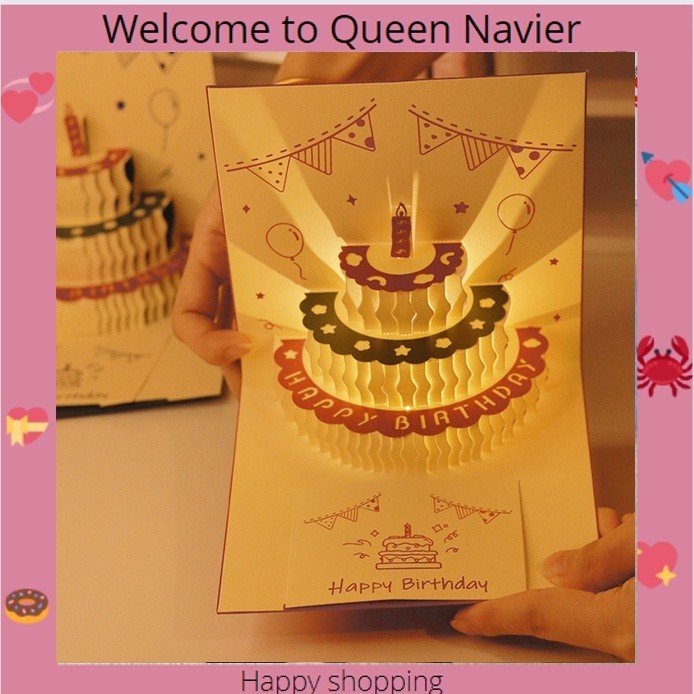 

QN - Kartu ucapan lampu Gift card musik Greeting card 3D