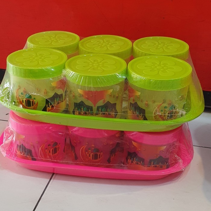 Tempat kue set 6 plus nampan / toples kue lebaran Lovenia