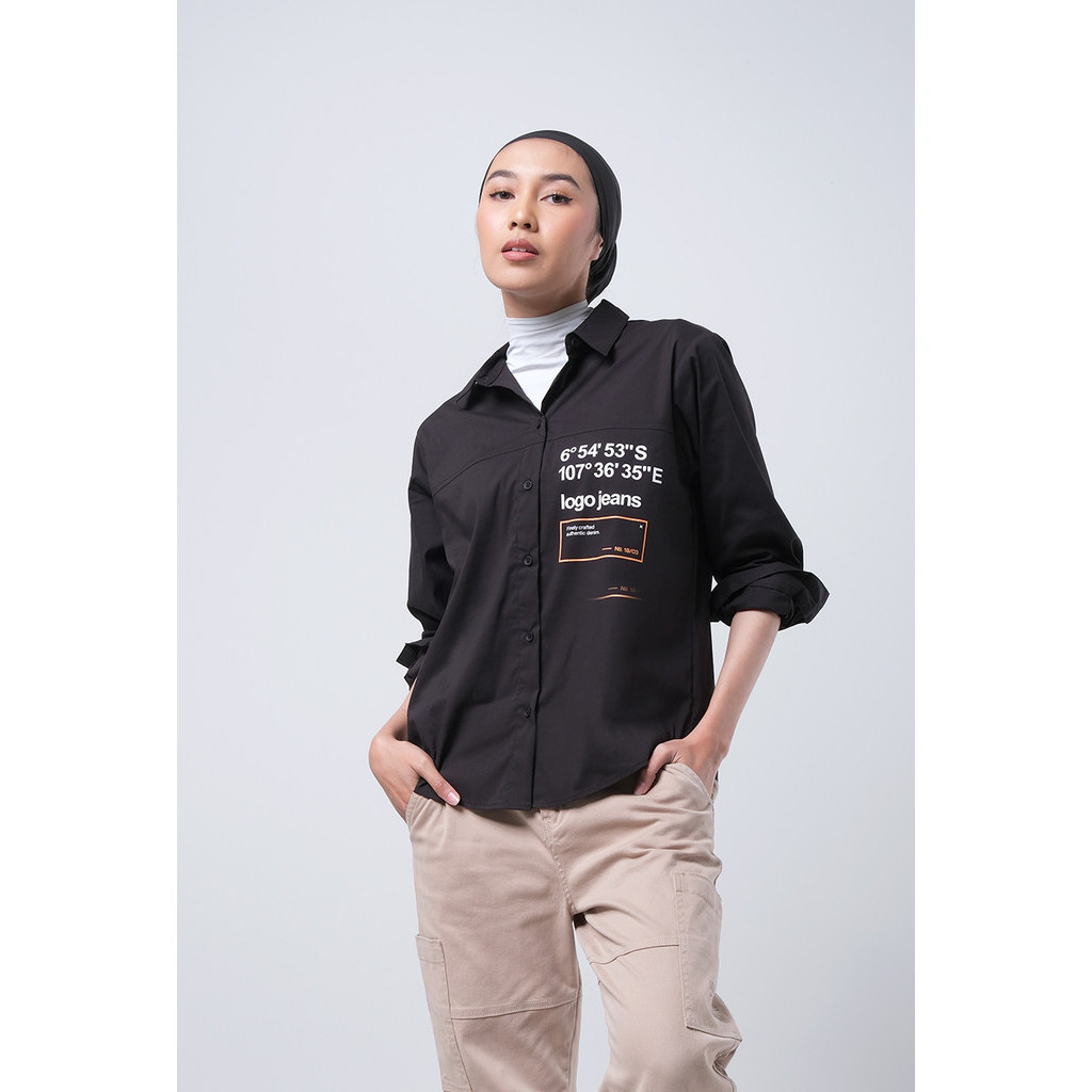 Logo Jeans - Kemeja Wanita Elaina 24948L5BK