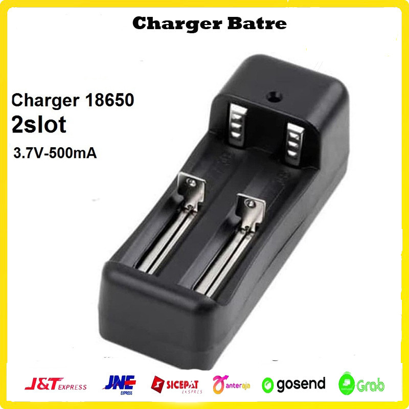 Charger 2 slot jepit Universal cas baterai 18650 AA CR123 Chas Batre Universal Multifungsi Chas Batr