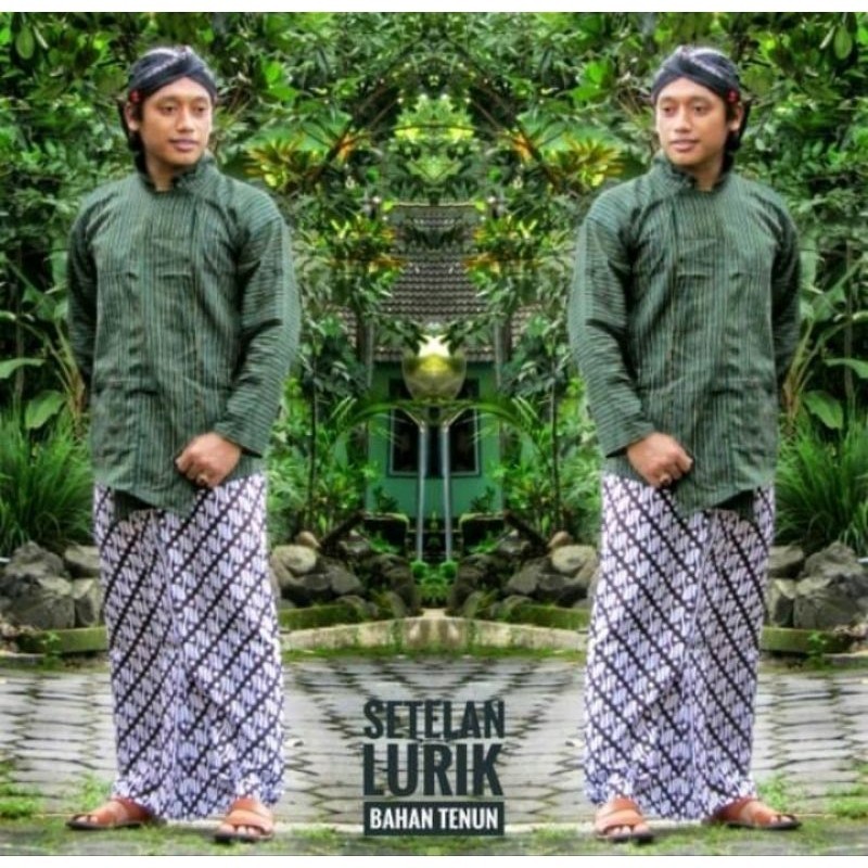 LURIK JAWA BAJU LURIK HIJAU PRIA / SETELAN BAJU LURIK JAWA / SURJAN LURIK HIJAU