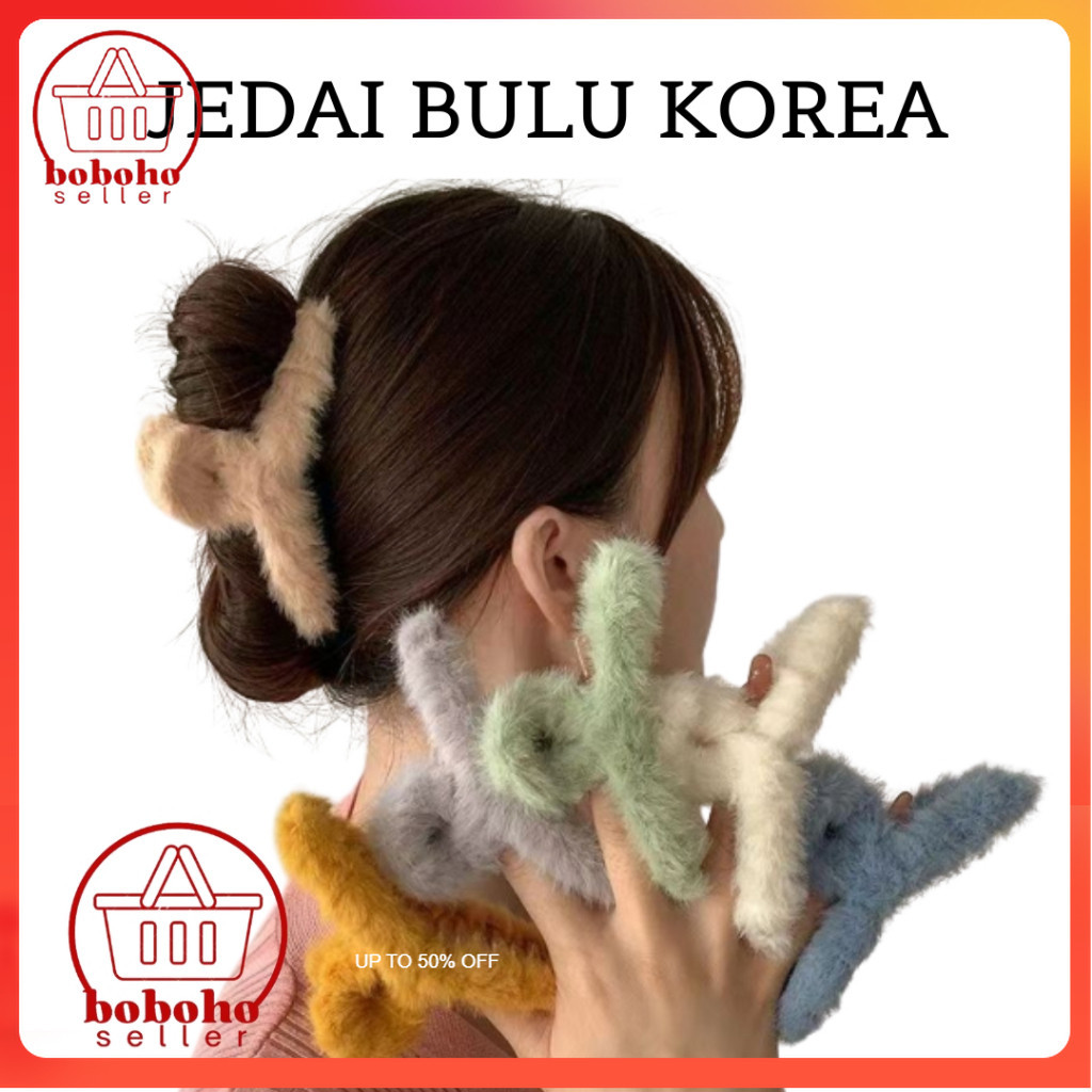 Jepit Rambut Bulu / Jepit Rambut Bulu Korea / Jepit Rambut Wanita / Jedai Korea