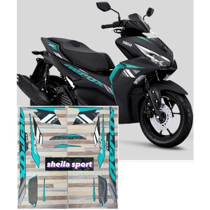 Striping aerox stiker Yamaha aerox vva 155 conneted  hitam hijau toskah tahun 2021 kualitas bagus