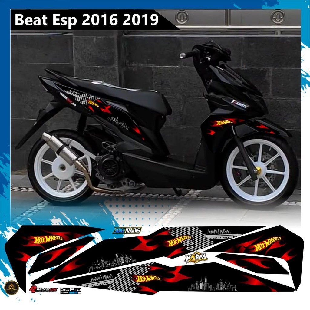 COD/LIS VARIASI Striping Variasi Beat esp Beat new Stiker List Api Variasi Beat Esp List Hitam