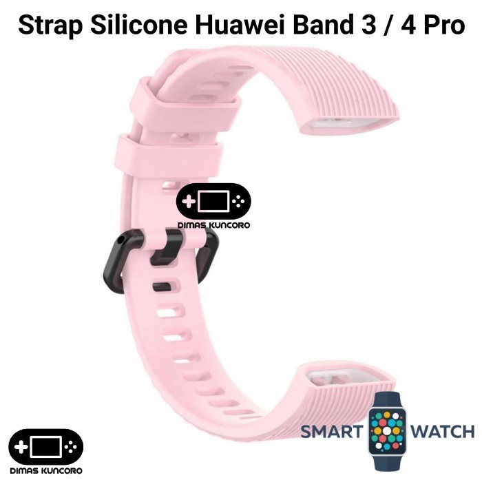 Strap Silicone Huawei Band 3 / 4 Pro Silicon Tali Jam Karet Smartband - Pink