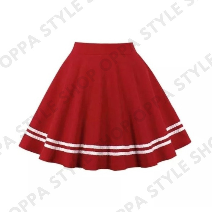 Rok Pendek List Putih Jumbo Big Size | Rok Olahraga Rok Mini Tennis - Hitam, S