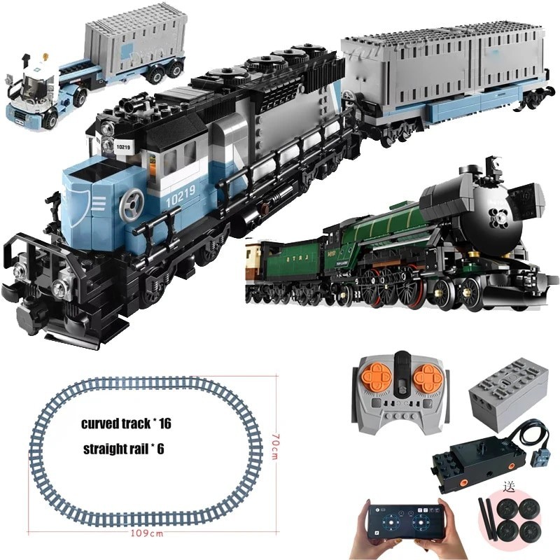 New Spot High-tech City Retro  Steam Train Expert Technical Train Building Blocks Classic Model Toy 
