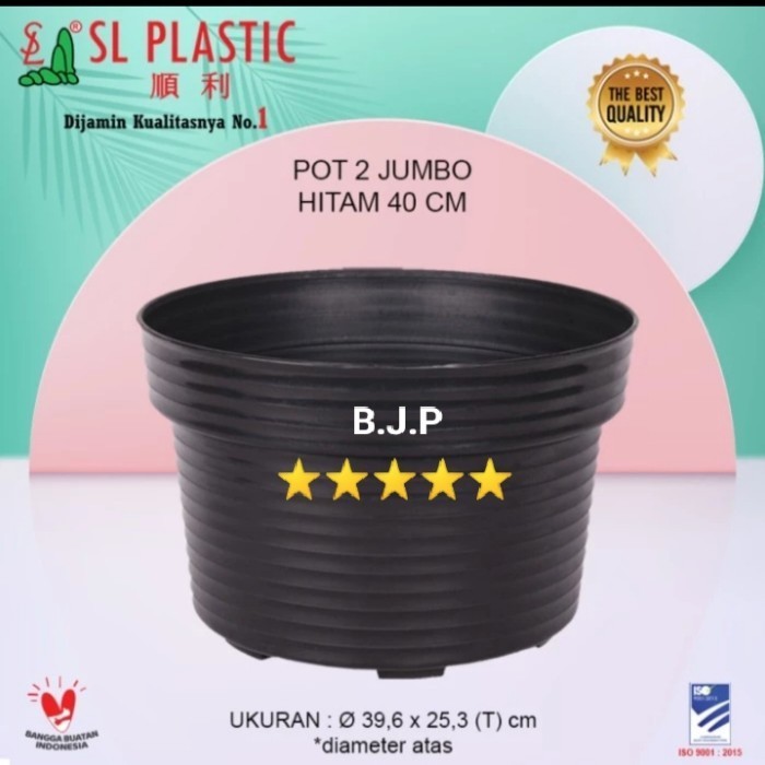 Pot Bunga / Pot Tanaman Warna Hitam POT 2 JUMBO - SL PLASTIC