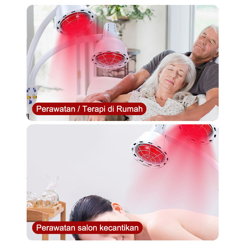 ️Garansi&Hadiah️Lampu Fisioterapi Inframerah 2Kepala 275W*2 Alat Fisioterapi Lampu Terapi Sinar Infr