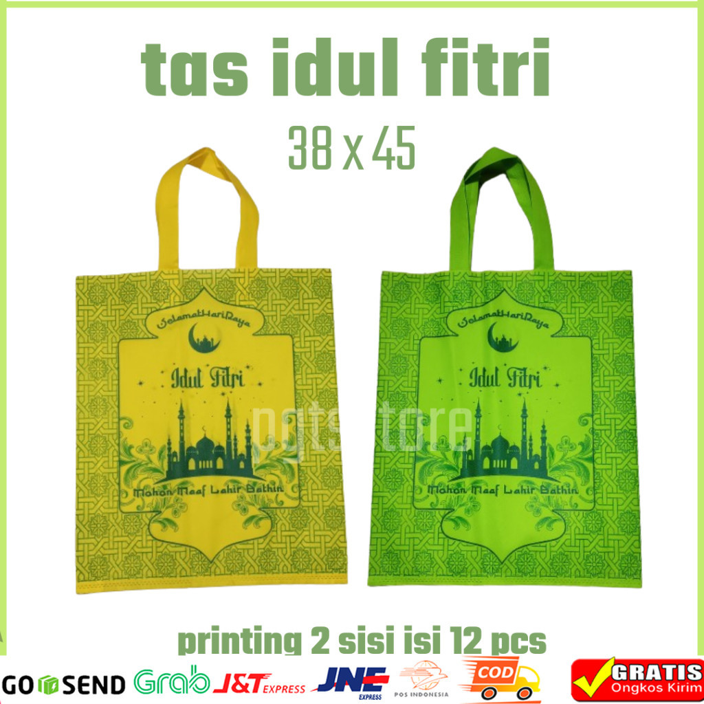 

Tas idul fitri print 2 sisi ukr 38 x 45 isi lusinan tas lebaran hammpers hadiah thr