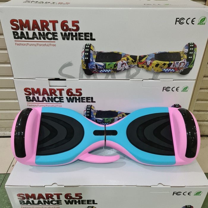 Hoverboard Smart Balance Wheel 6.5 Inch New Model - pink biru, batre biasa