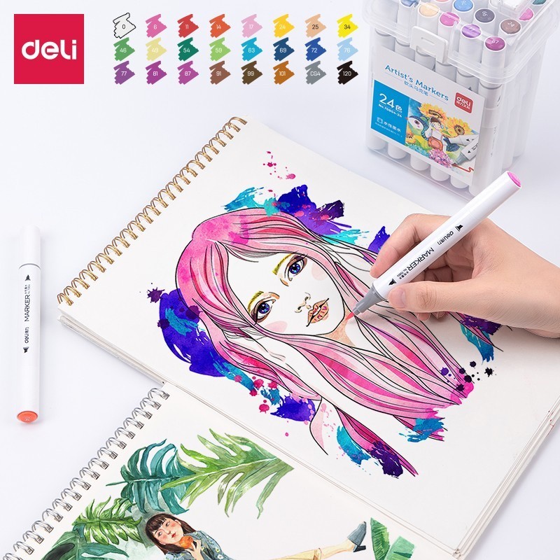 

Deli Artis's Marker Spidol Twin Tip Water Base 24 Warna- 70804-24