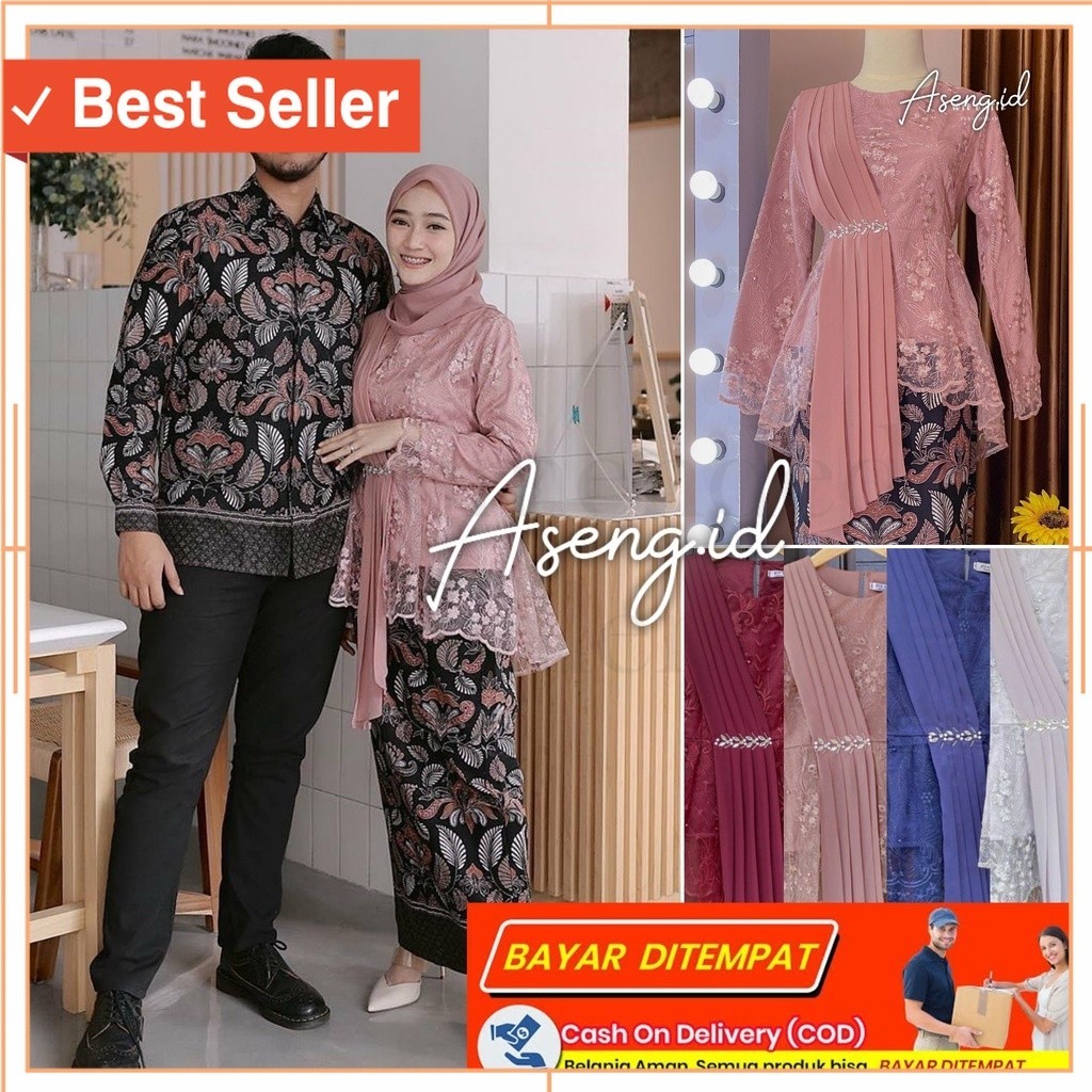 Baju COuple Idul Fitri Murah / KEBAYA BATIK COUPLE BURKAT KONDANGAN BROKAT TILE BRUKAT WISUDA SET KU