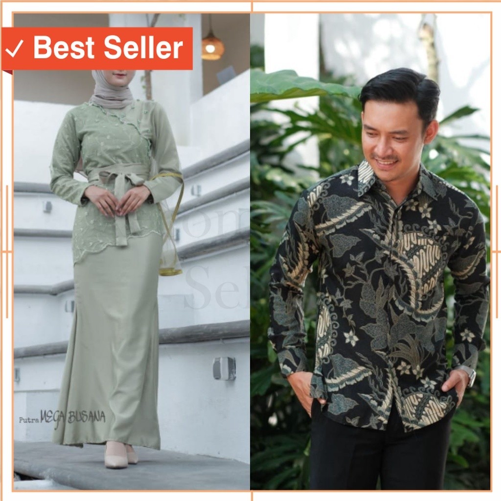 Baju COuple Idul Fitri Murah / Couple Batik Gamis brokat Terbaru Elegan dan Simpel Baju Pasangan Kondangan Lebaran Tunangan Modern Seragam bridesmaid keluarga kekinian
