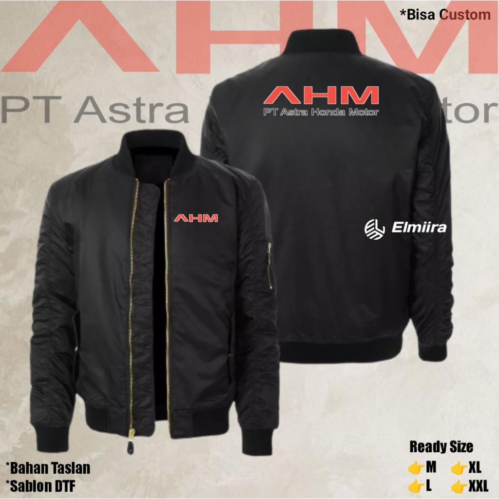 Jaket PT Astra Honda Motors AHM Bomber Jaket Custom Sablon