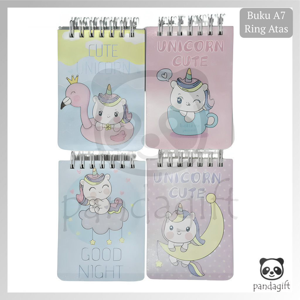 

(COD) Notebook Ring Atas Memo A7 Spiral isi 80 Lembar Motif Sanrio Unicorn Sea Animal - GG0320