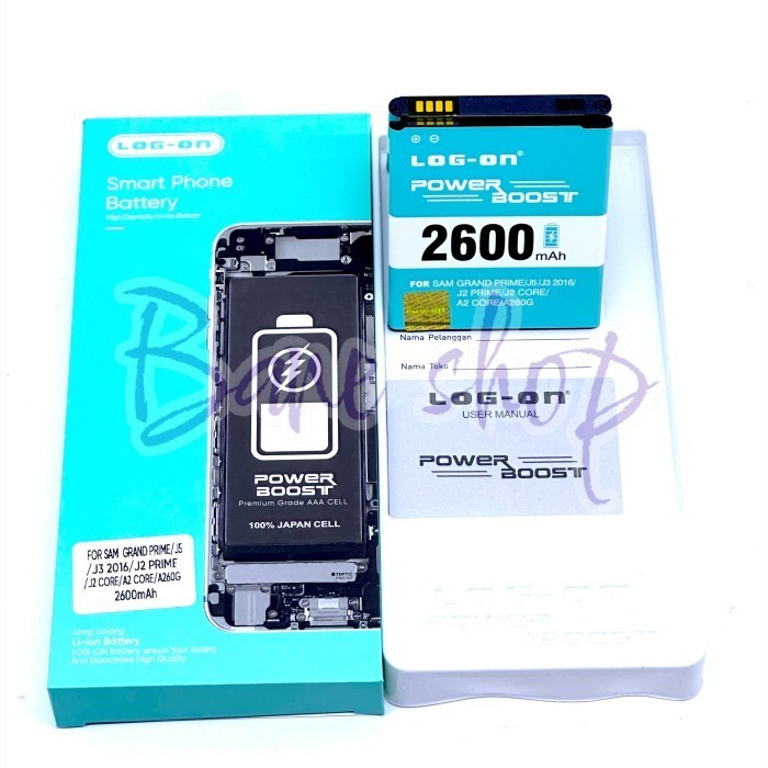 BATERAI LOG ON SAMSUNG J5 -GRAND PRIME G530 - j2 PRIME - J3 2016 - J3