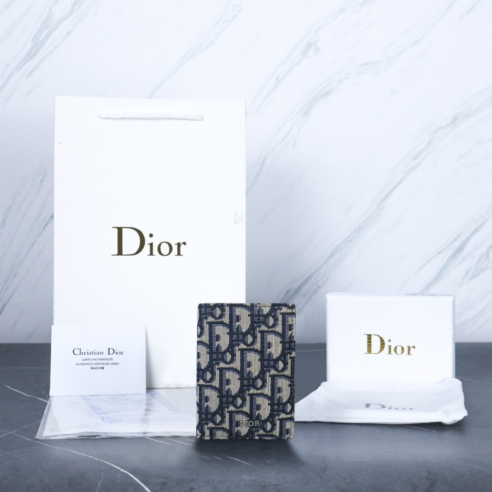 [BRANDED REPUBLIC 2] Dompet Pria Dior Bifold Cardholder Oblique Blue Wallet