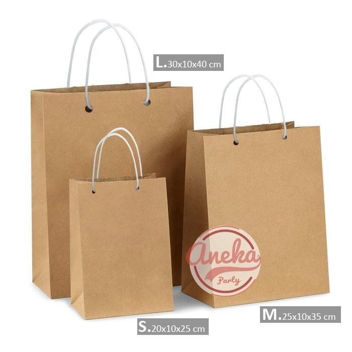 

D3v!! ( isi 12 ) Paper Bag kantong kertas polos coklat / Shopping Bag Polos coklat ecer / tas kertas