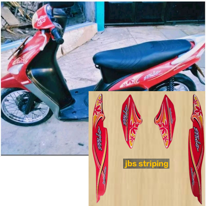 Stiker motor mio striping  Yamaha Mio sporty bunga merah tahun 2004 2005