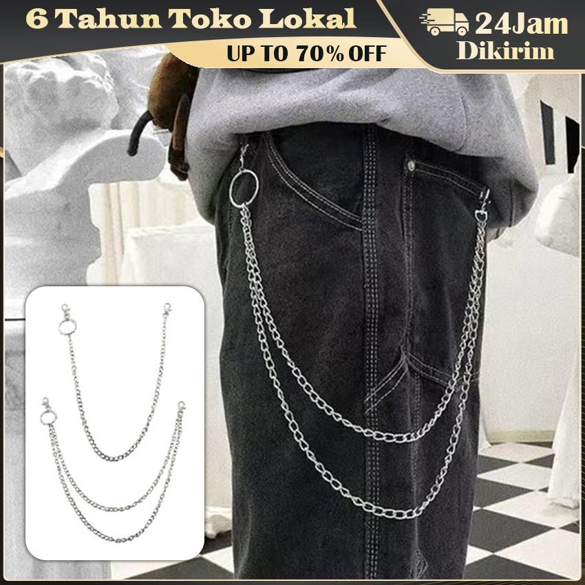 Flap Pockets Chain Pants / Aksesoris Celana / Aksesoris Chain / Aksesoris Rantai Celana Style Punk